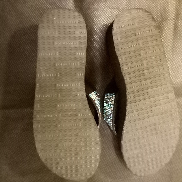 Yellow Box -Wedge Style Sandals, Leather Straps Accented W/ Multi Colored Stones - Picture 2 of 7